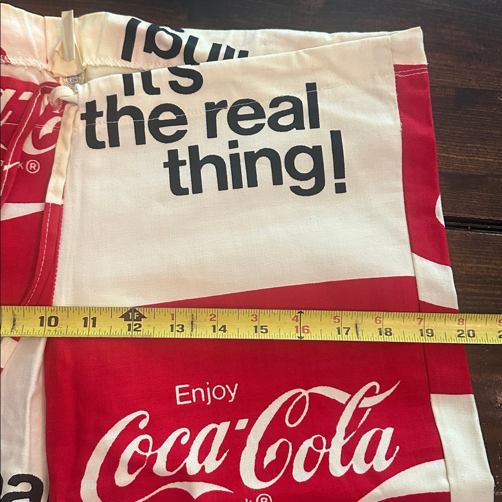 Vintage 1970’s women’s 100% cotton S Coca-Cola flare drawstring red white pants - Picture 15 of 16